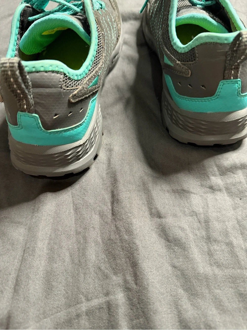 Skechers Gray Athletic Sneakers with Teal Laces and Trim